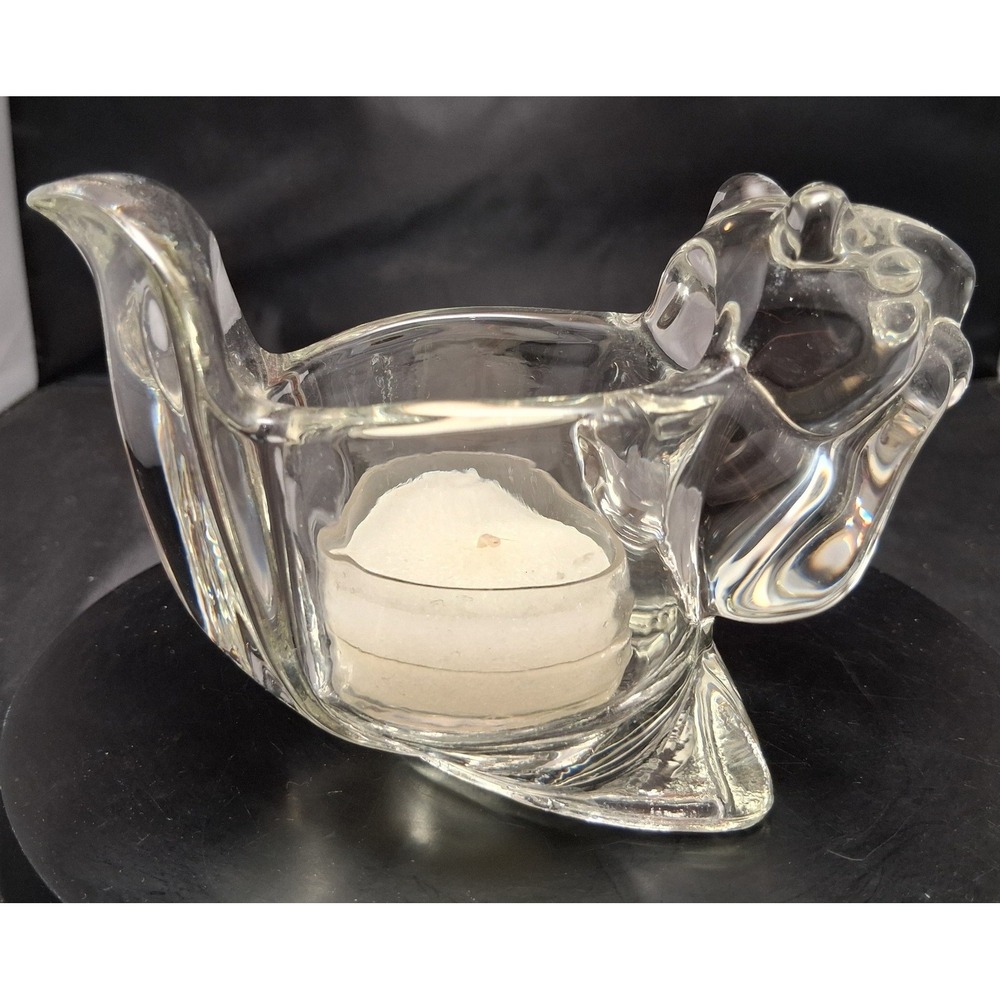 Avon Vintage Clear Glass Squirrel Votive Candle Holder Trinket Dish Figurine